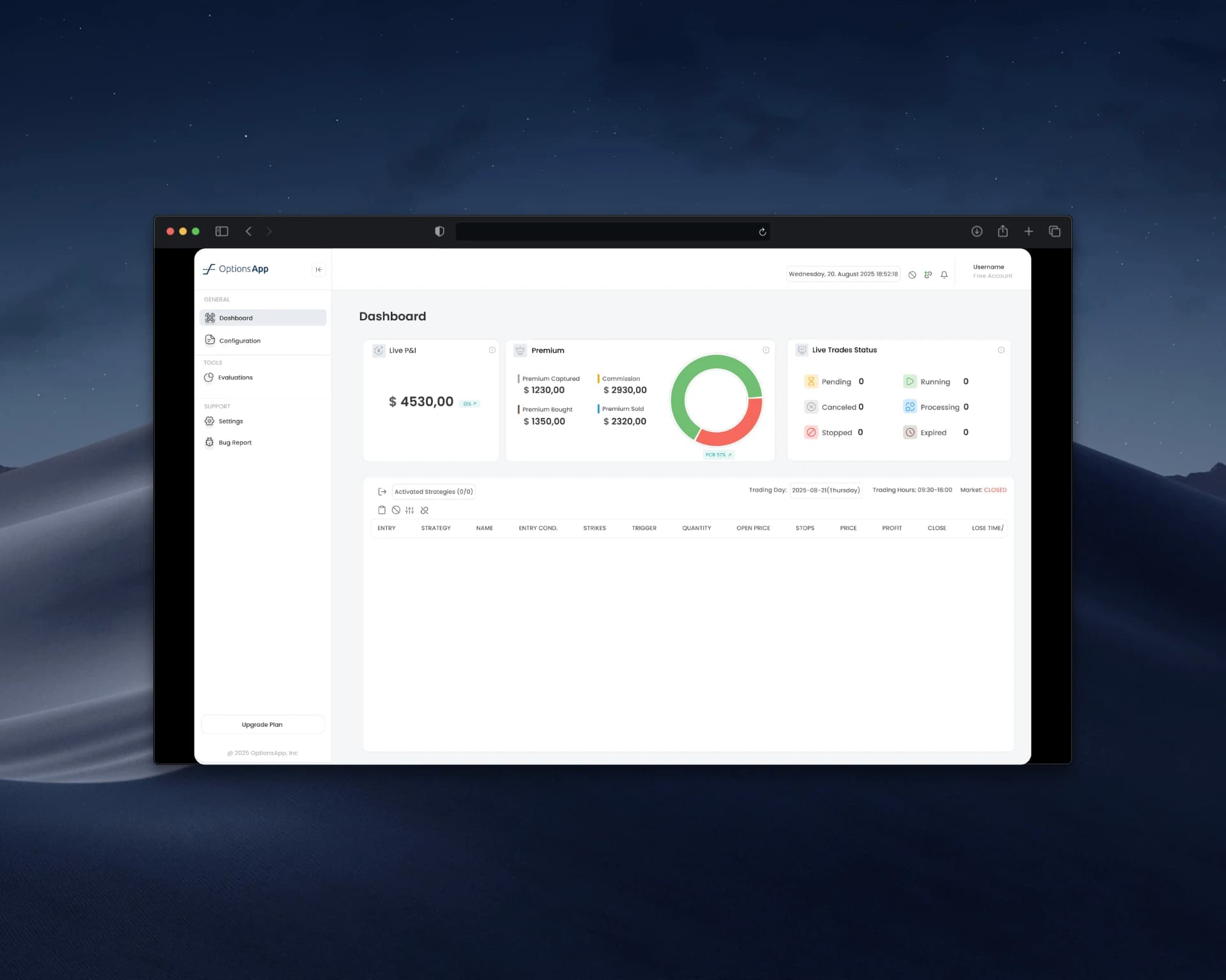 OptionsApp auf dem Desktop: automatisierter Aktienhandel über die TWS-API von Interactive Brokers mit Regel-Editor