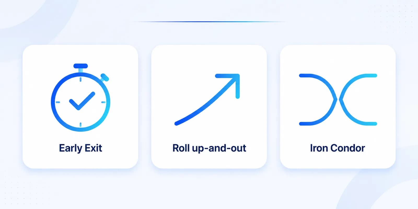 Drei Adjustment-Optionen beim Bear Call Spread: früher Exit, Roll up-and-out oder Erweiterung zum Iron Condor.
