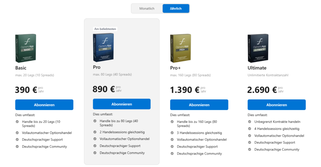 OptionsApp Abos jährlich