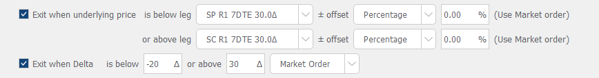 Automatisierter Optionshandel Underlying Price Movement und Delta Exit