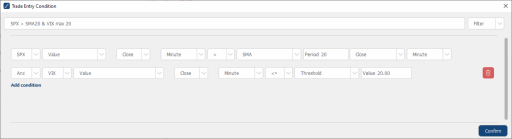 Optionstrade Entry Condition